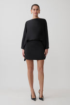 Anoushka Cowl Back Satin Mini Dress in Black – Chic&Drifts