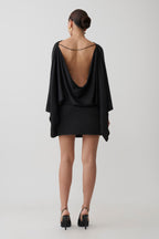 Anoushka Cowl Back Satin Mini Dress in Black – Chic&Drifts