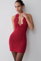 Bohdie Crochet Halter Mini Dress in Pomegranate – Chic&Drifts