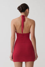 Bohdie Crochet Halter Mini Dress in Pomegranate – Chic&Drifts
