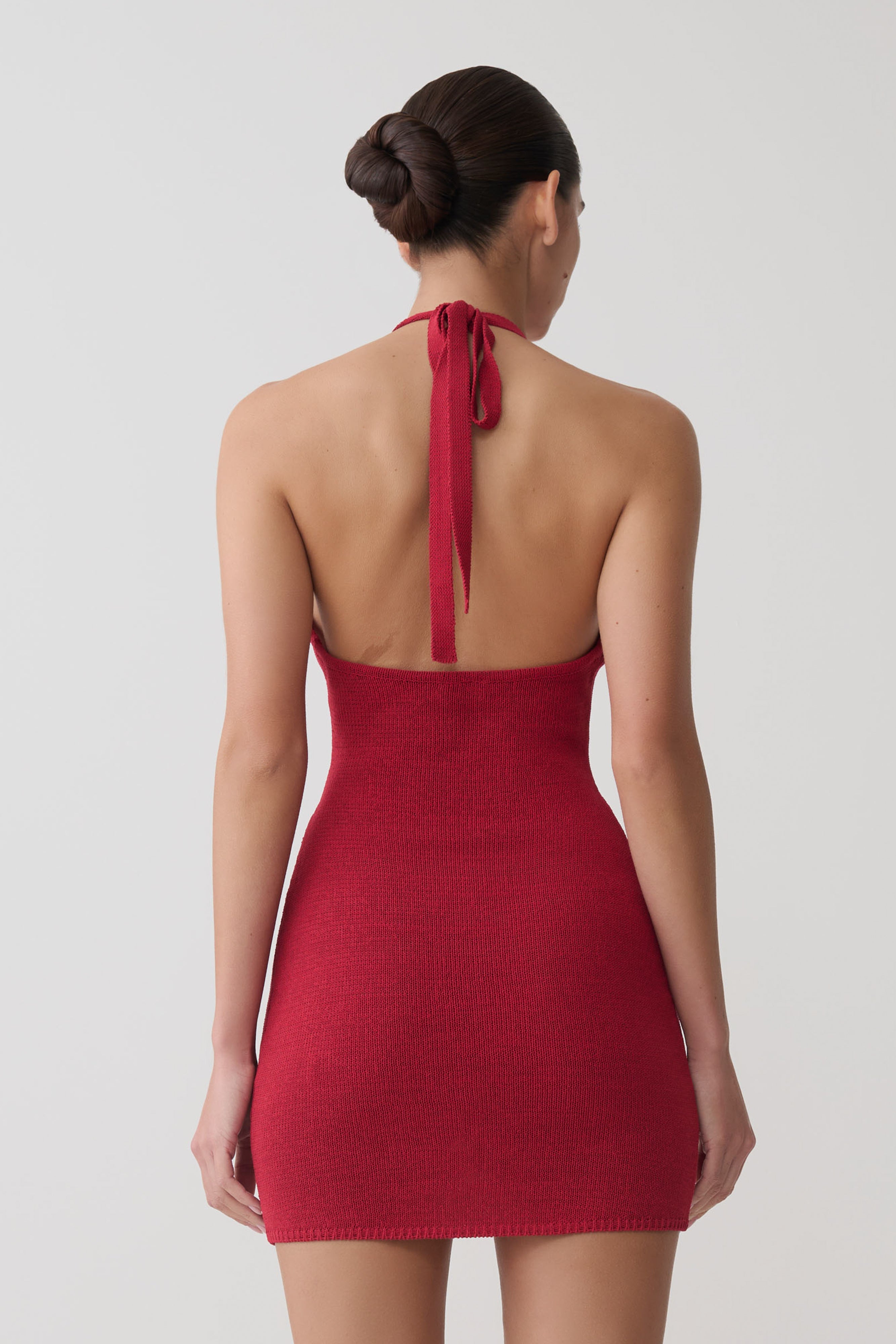 Bohdie Crochet Halter Mini Dress in Pomegranate – Chic&Drifts