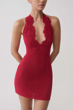 Bohdie Crochet Halter Mini Dress in Pomegranate – Chic&Drifts