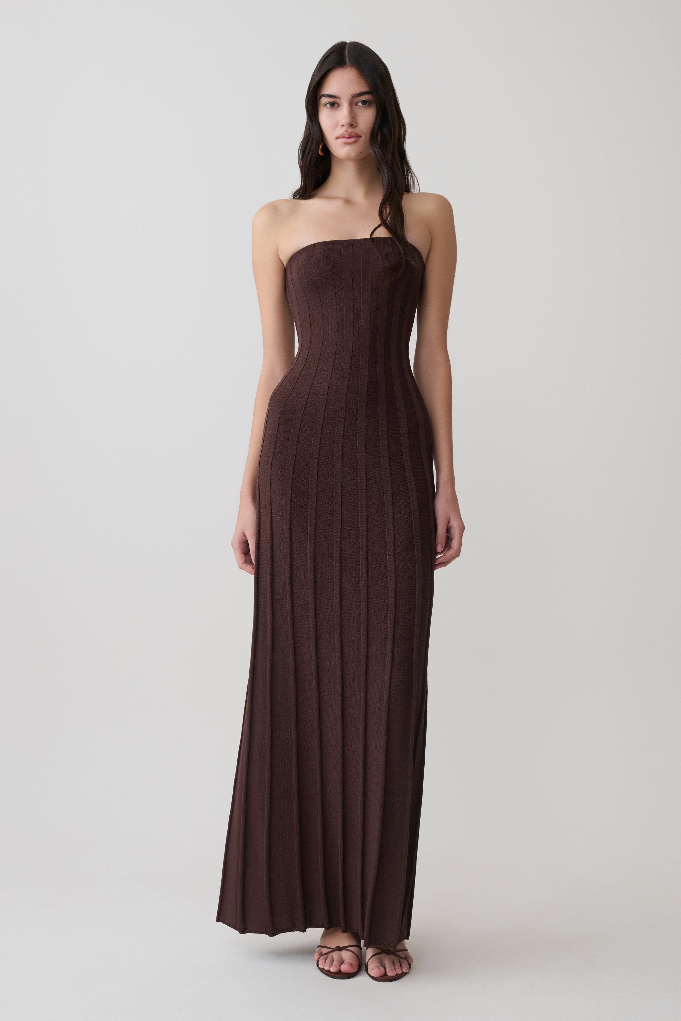 Pia Ribbed Strapless Maxi Dress