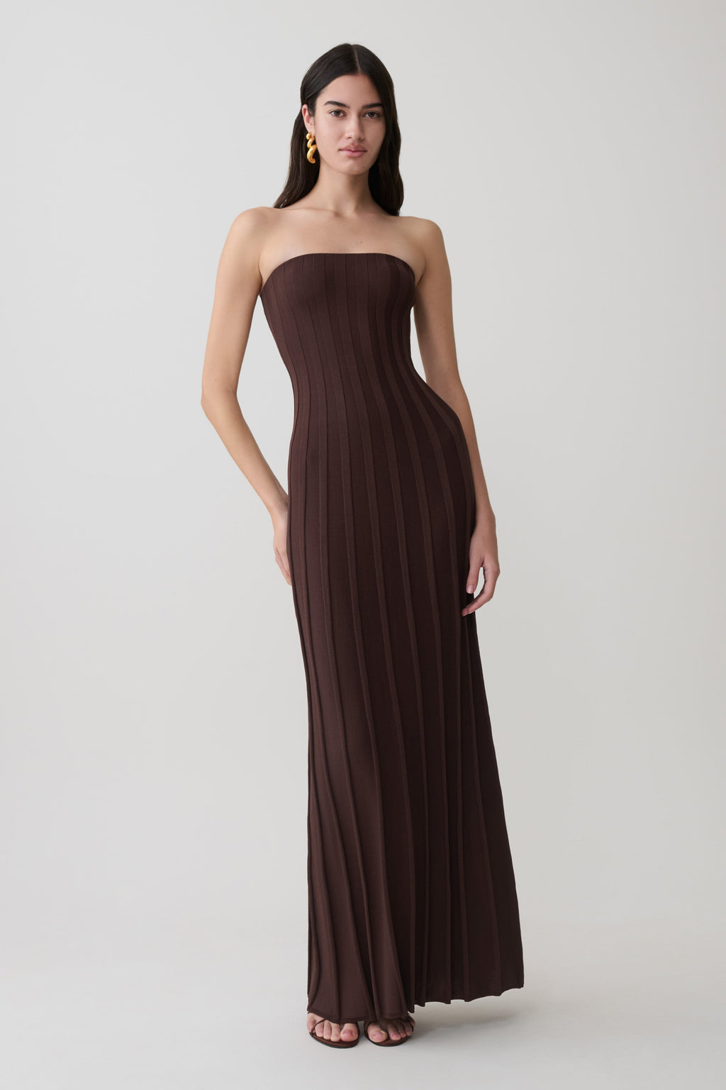 Pia Ribbed Strapless Maxi Dress