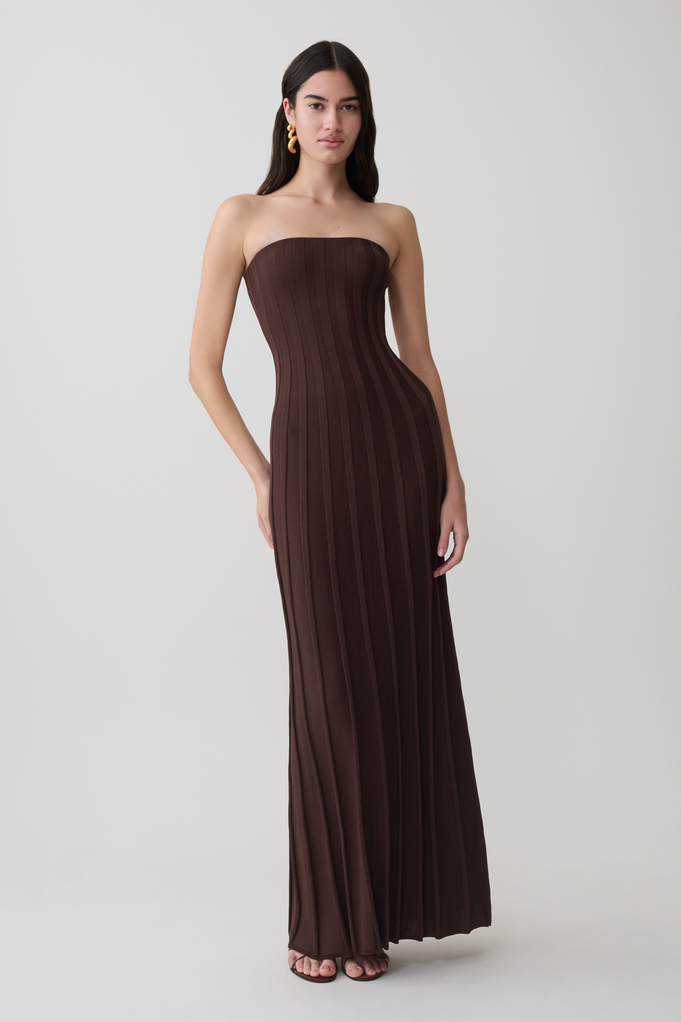 Pia Ribbed Strapless Maxi Dress