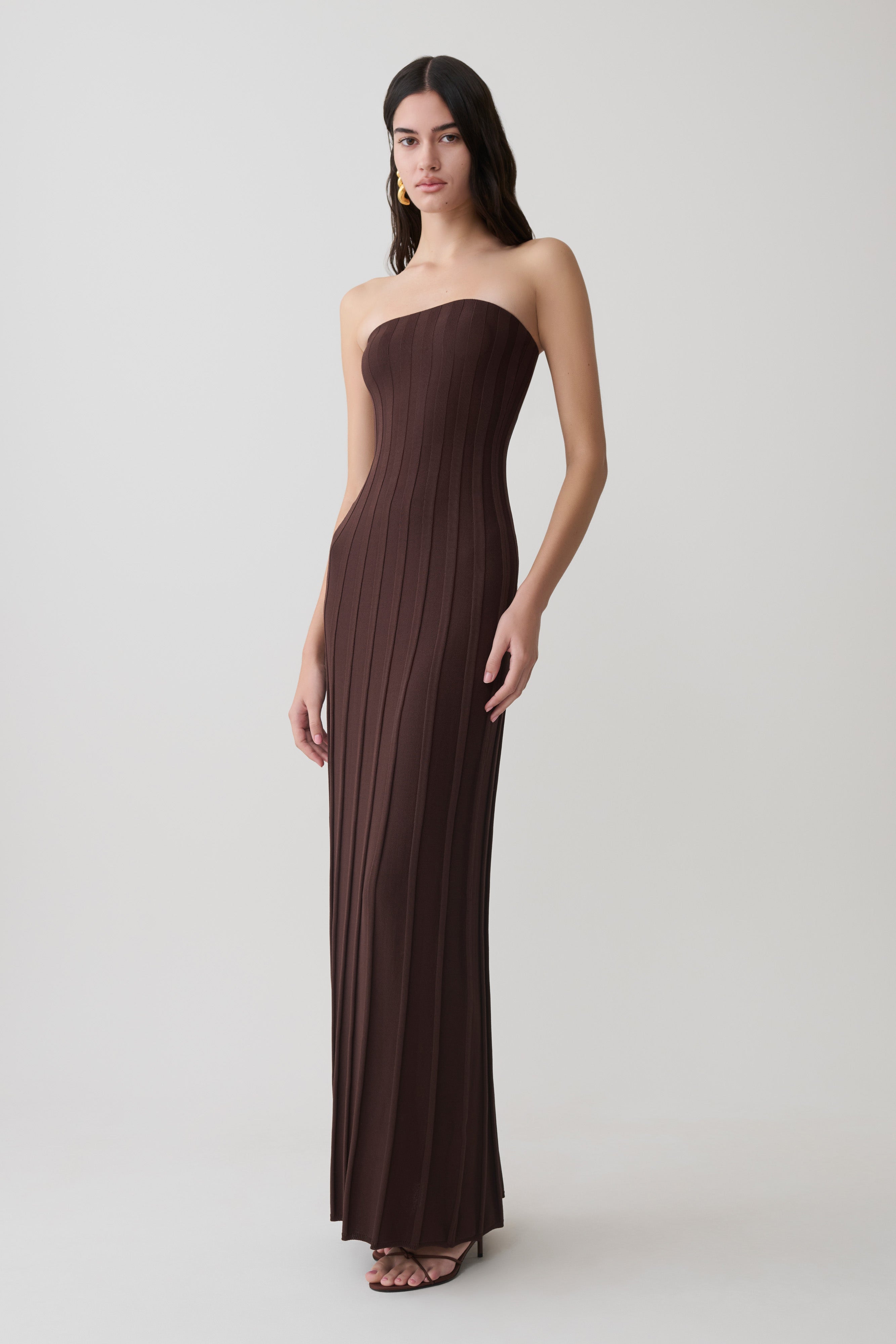 Pia Ribbed Strapless Maxi Dress
