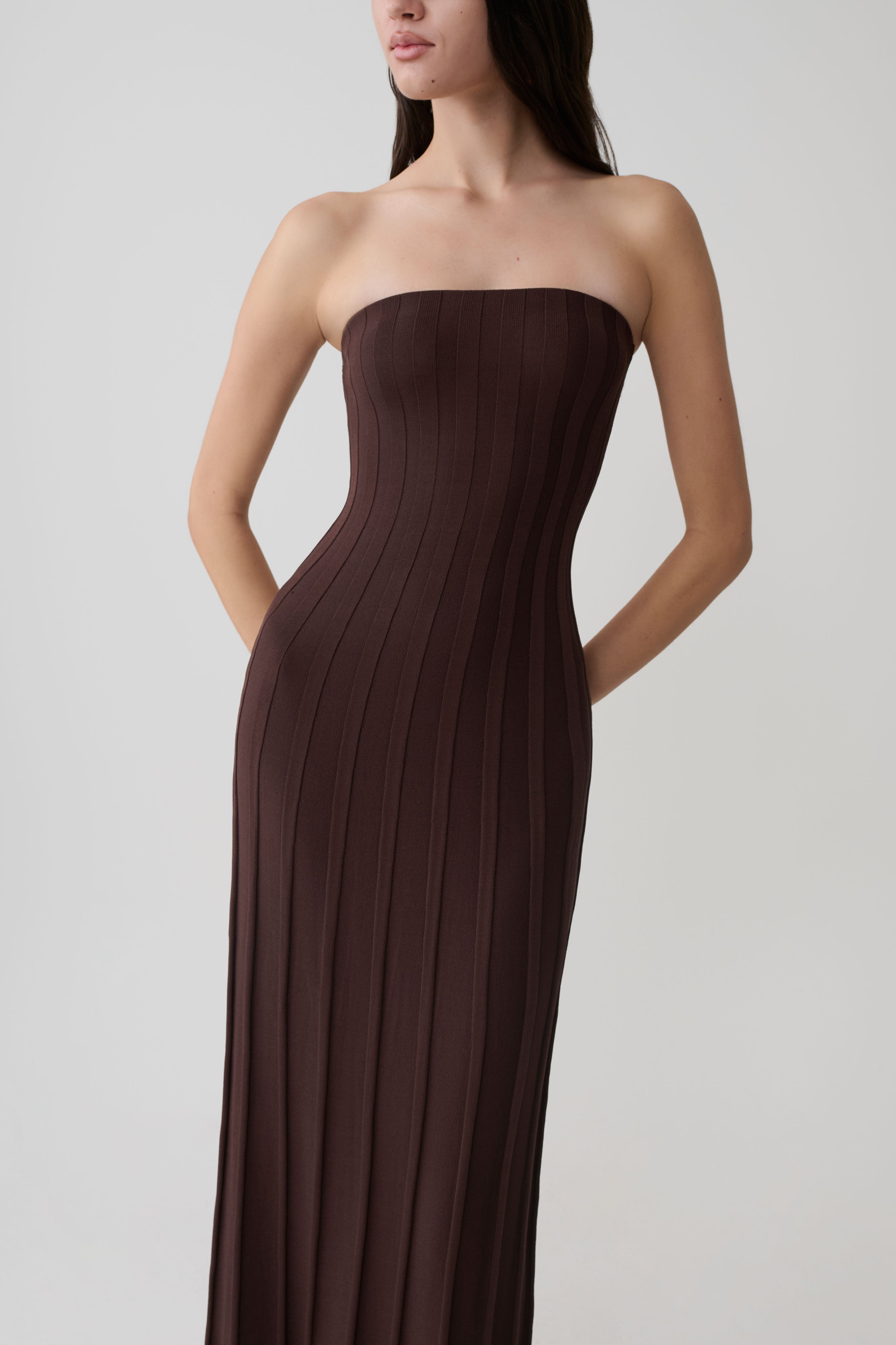 Pia Ribbed Strapless Maxi Dress