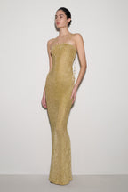 Shami Lurex Maxi Dress With Flowers in Gold – Chic&Drifts