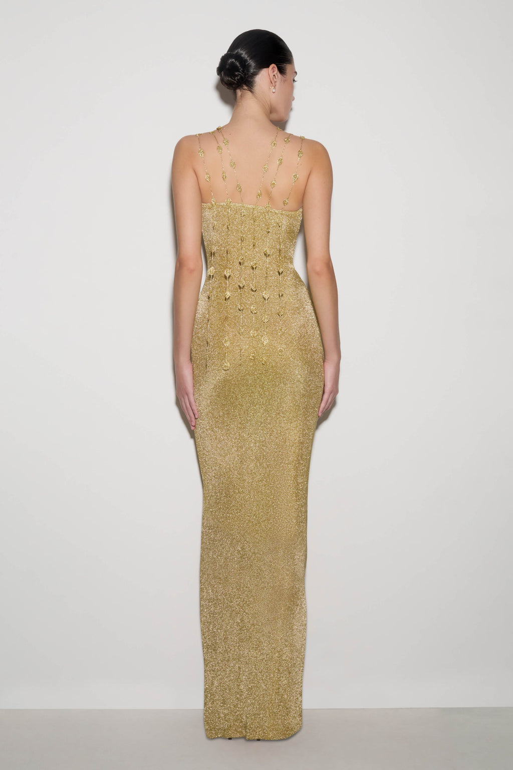 Shami Lurex Maxi Dress With Flowers in Gold – Chic&Drifts