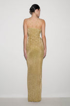 Shami Lurex Maxi Dress With Flowers in Gold – Chic&Drifts