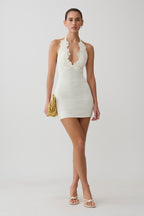 Bohdie Crochet Halter Mini Dress in Ivory – Chic&Drifts