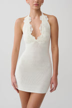 Bohdie Crochet Halter Mini Dress in Ivory – Chic&Drifts