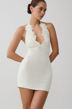 Bohdie Crochet Halter Mini Dress in Ivory – Chic&Drifts