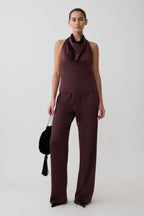 Danica Straight Leg Satin Pants in Mahogany – Chic&Drifts