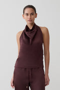 Danica Satin Halter Sleeveless Top in Mahogany – Chic&Drifts