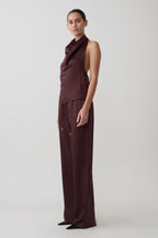 Danica Straight Leg Satin Pants in Mahogany – Chic&Drifts