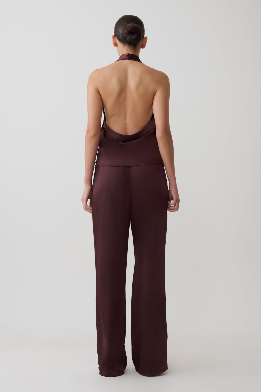 Danica Satin Halter Sleeveless Top in Mahogany – Chic&Drifts