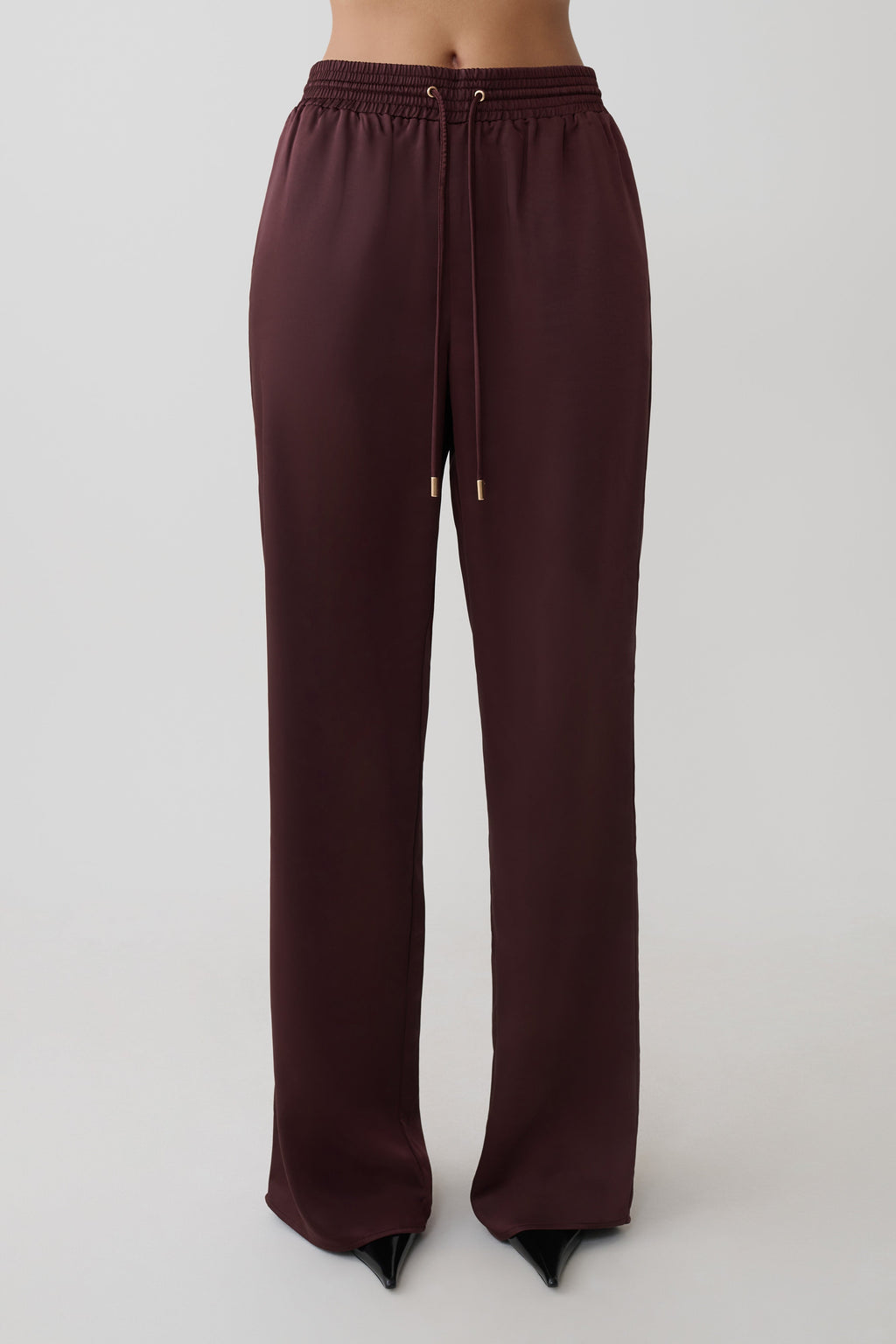 Danica Straight Leg Satin Pants in Mahogany – Chic&Drifts