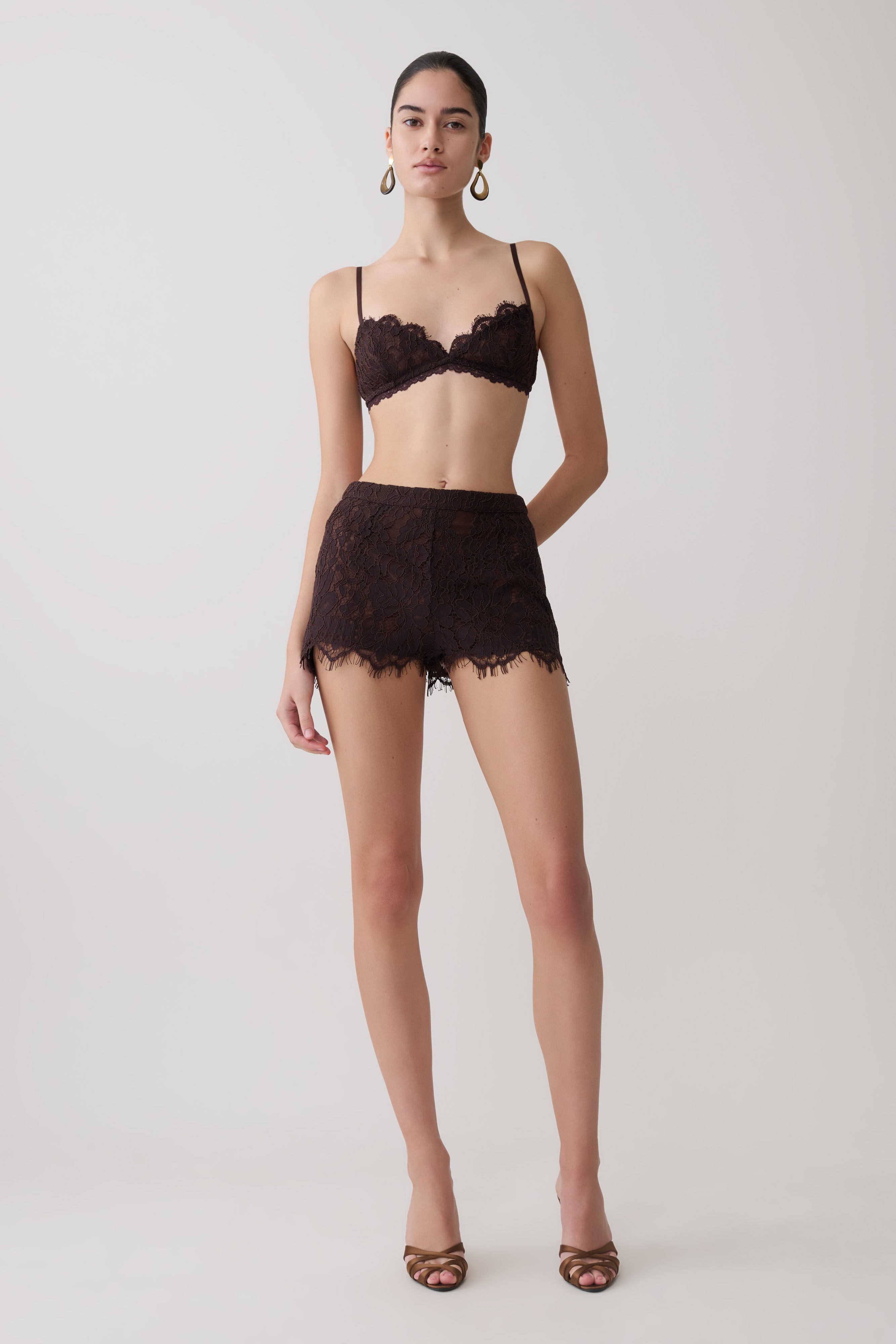 Gigi Lace Mini Shorts in Dark Chocolate – Chic&Drifts