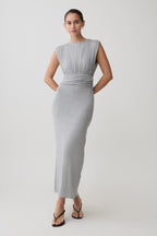 Kura Ruched Modal Sleeveless Midi Dress in Grey Marle – Chic&Drifts