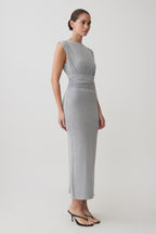 Kura Ruched Modal Sleeveless Midi Dress in Grey Marle – Chic&Drifts