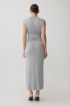 Kura Ruched Modal Sleeveless Midi Dress in Grey Marle – Chic&Drifts