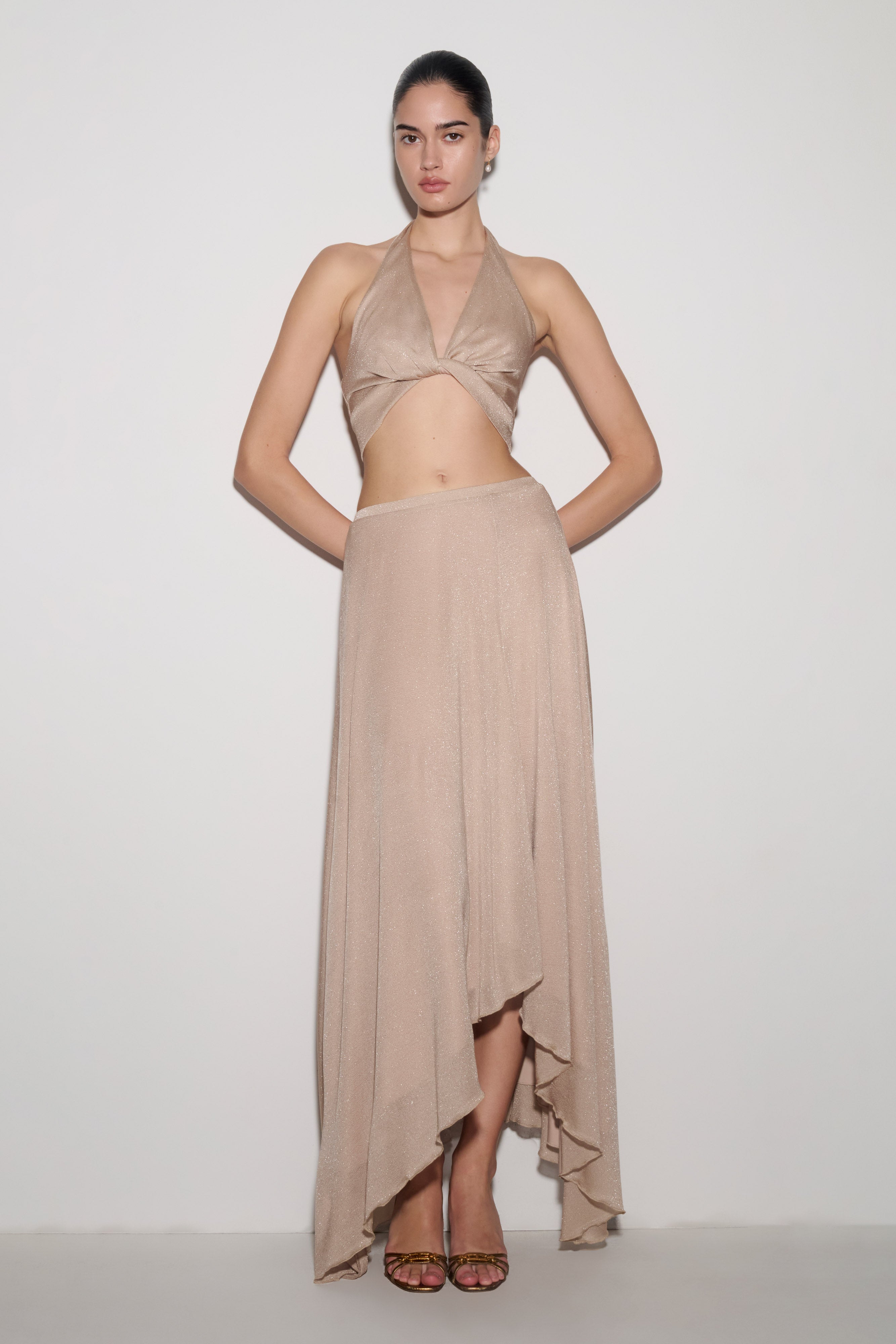 Nola Lurex Maxi Skirt in Gold – Chic&Drifts