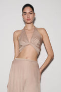 Nola Draped Lurex Halter Top in Gold – Chic&Drifts