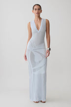 Pippa Floral Knit Maxi Dress in Light Blue – Chic&Drifts