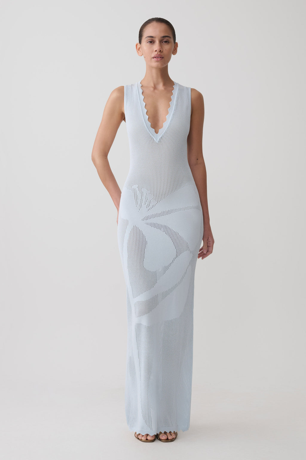 Pippa Floral Knit Maxi Dress in Light Blue – Chic&Drifts