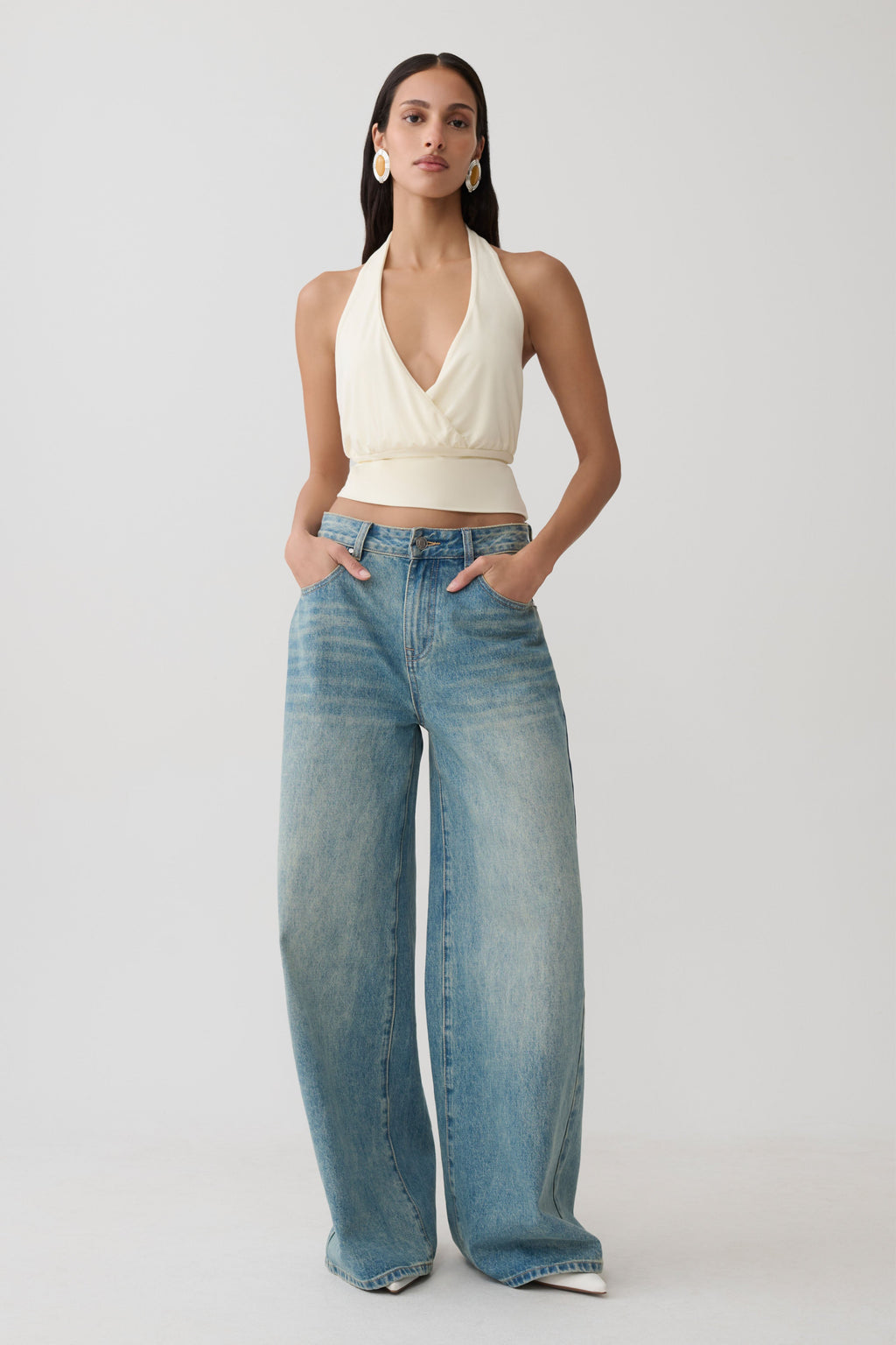Jina Draped Halter Top in Ivory – Chic&Drifts
