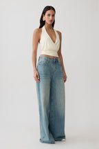 Jina Draped Halter Top in Ivory – Chic&Drifts