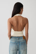 Jina Draped Halter Top in Ivory – Chic&Drifts