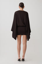Jessy Draped Mini Dress in Dark Chocolate – Chic&Drifts