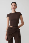 Anfie High Neck Top With Piping Detail in Dark Chocolate – Chic&Drifts