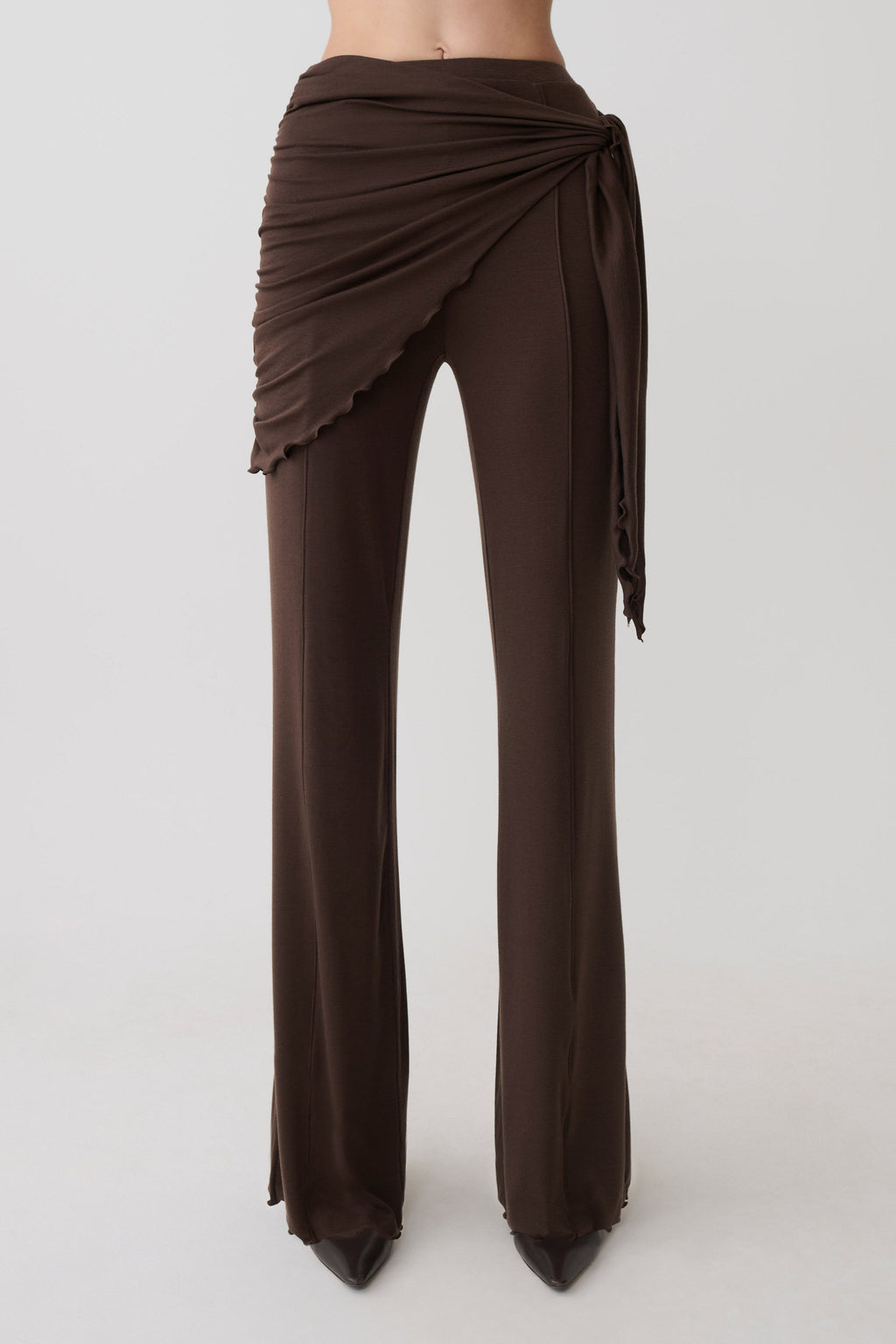 Anfie Straight Leg Pants With Waist Wrap in Dark Chocolate – Chic&Drifts