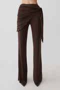 Anfie Straight Leg Pants With Waist Wrap in Dark Chocolate – Chic&Drifts