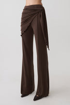 Anfie Straight Leg Pants With Waist Wrap in Dark Chocolate – Chic&Drifts