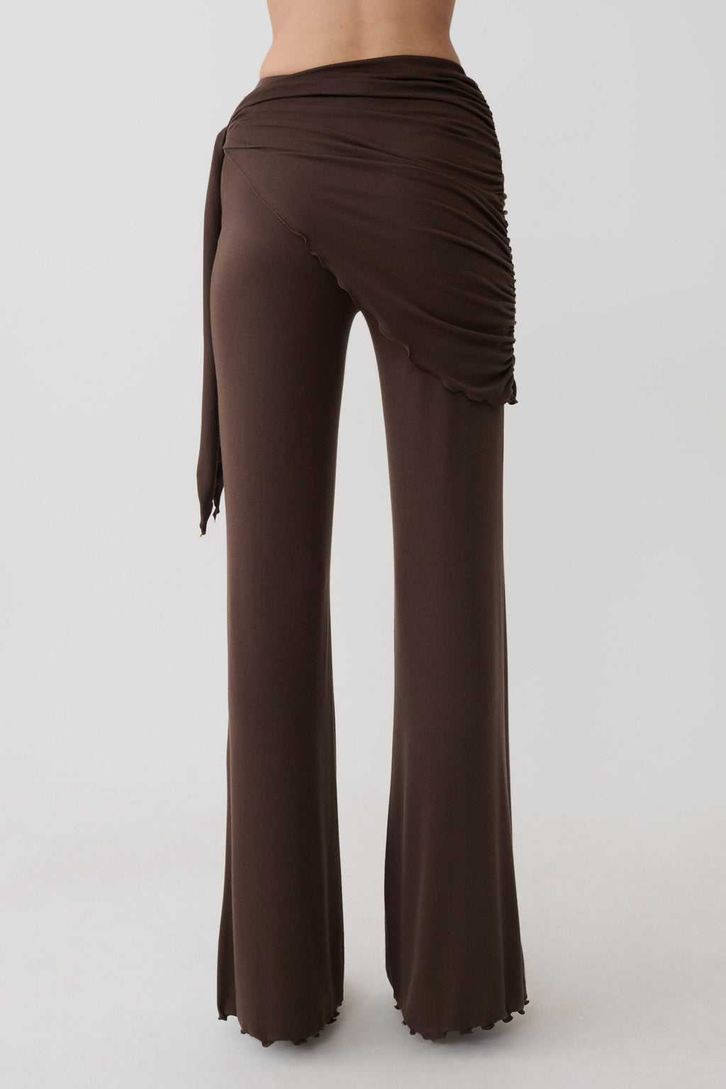 Anfie Straight Leg Pants With Waist Wrap in Dark Chocolate – Chic&Drifts