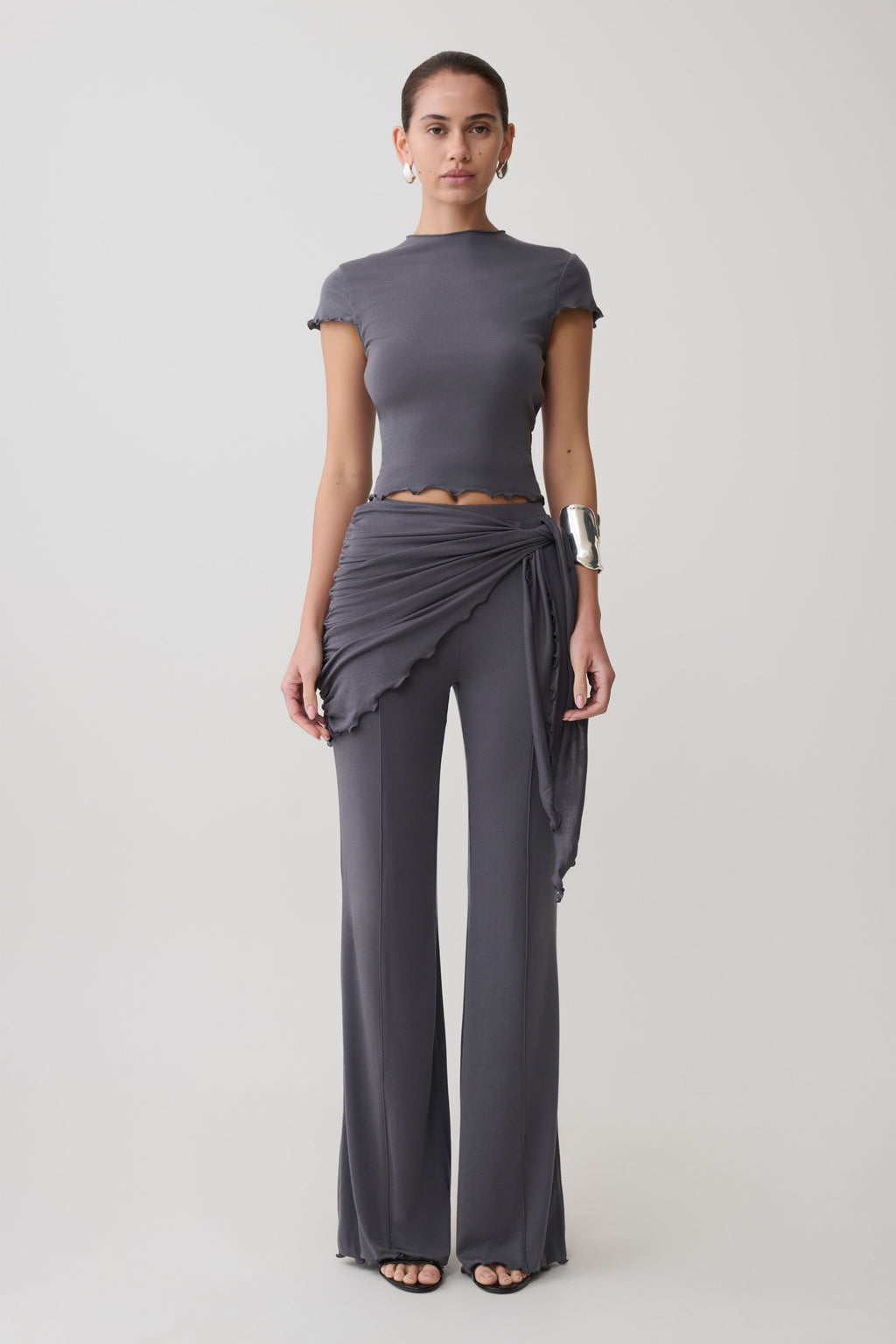 Anfie Straight Leg Pants With Waist Wrap in Grey – Chic&Drifts