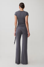 Anfie Straight Leg Pants With Waist Wrap in Grey – Chic&Drifts