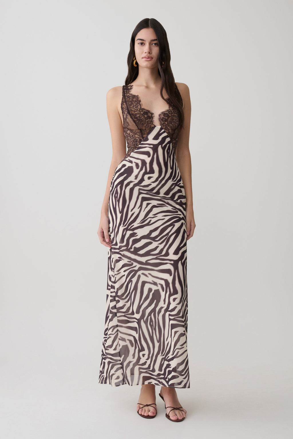 Angeline Lace And Chiffon Maxi Dress