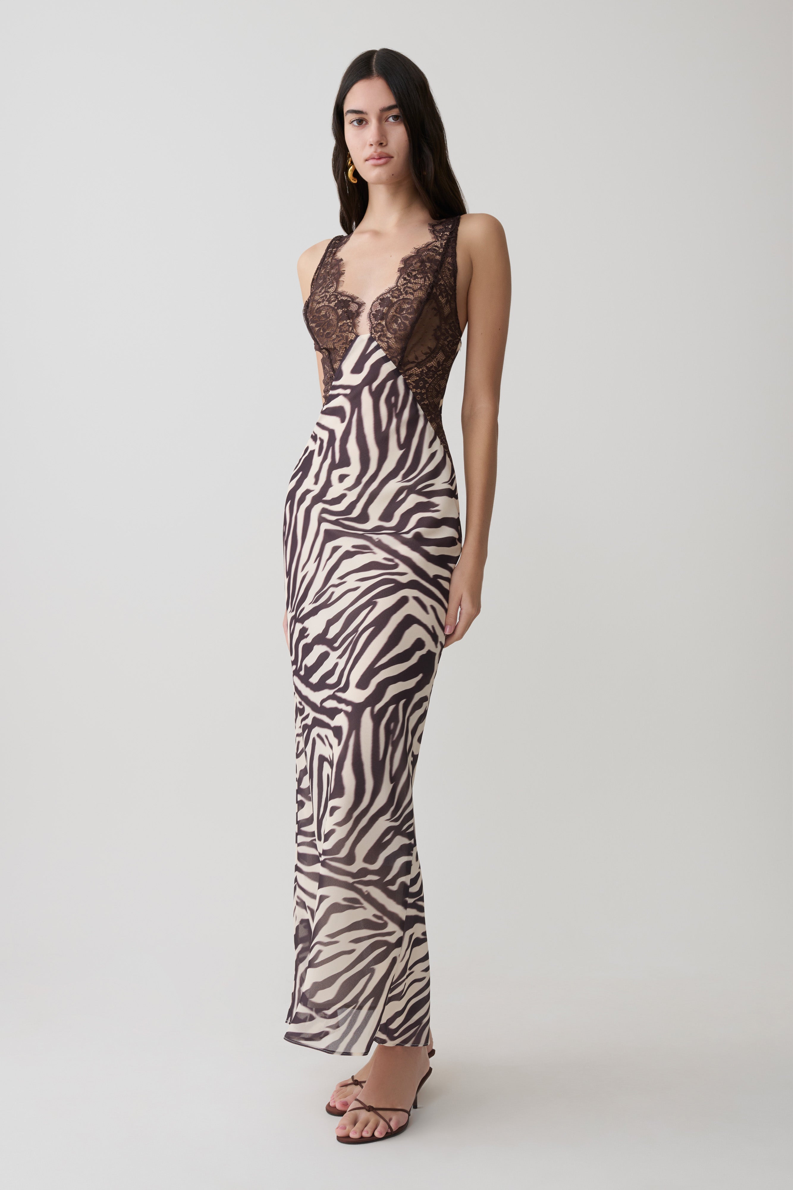 Angeline Lace And Chiffon Maxi Dress