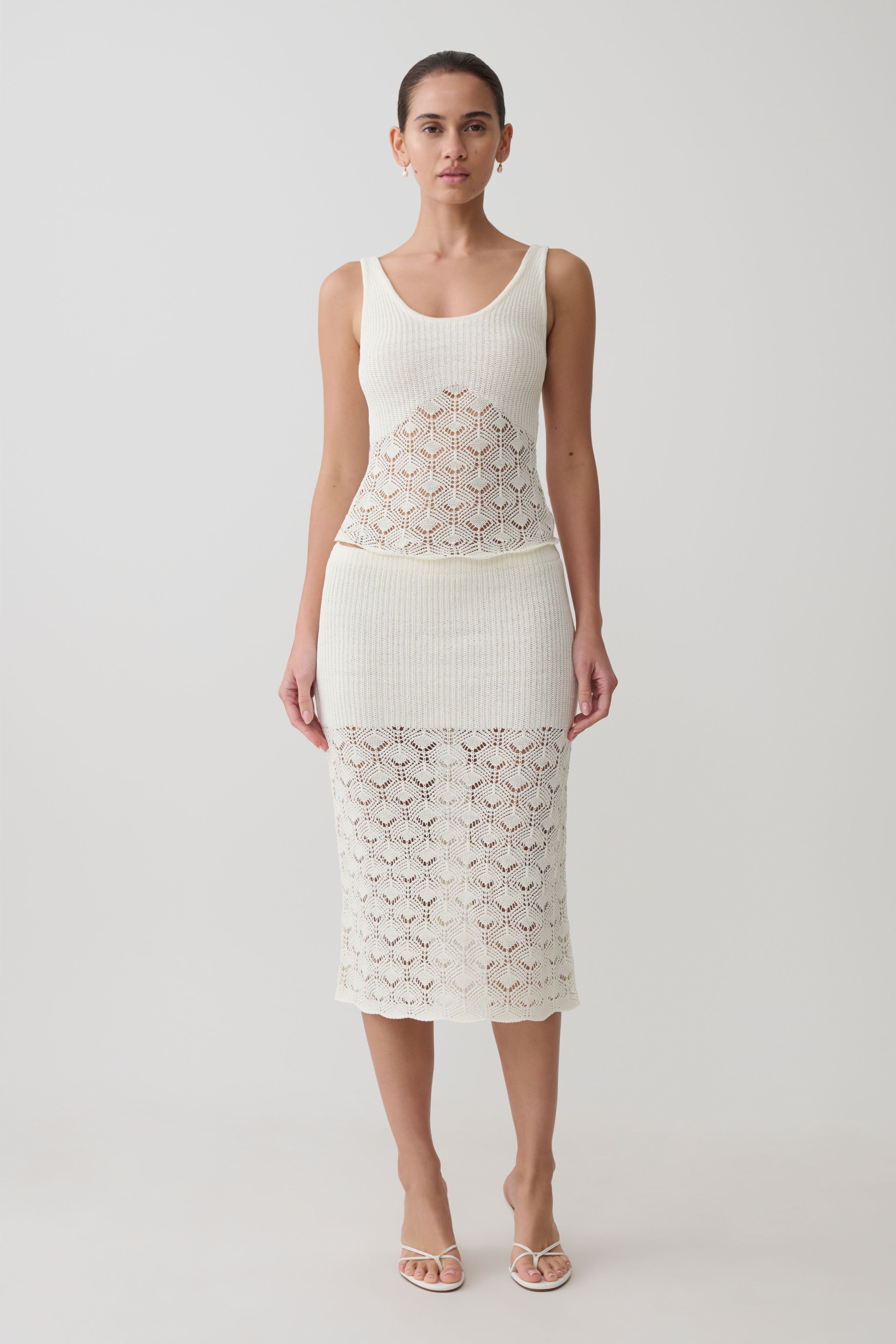 Atlantis Crochet Knit Midi Skirt