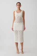 Atlantis Crochet Knit Midi Skirt in Baby Pink – Chic&Drifts