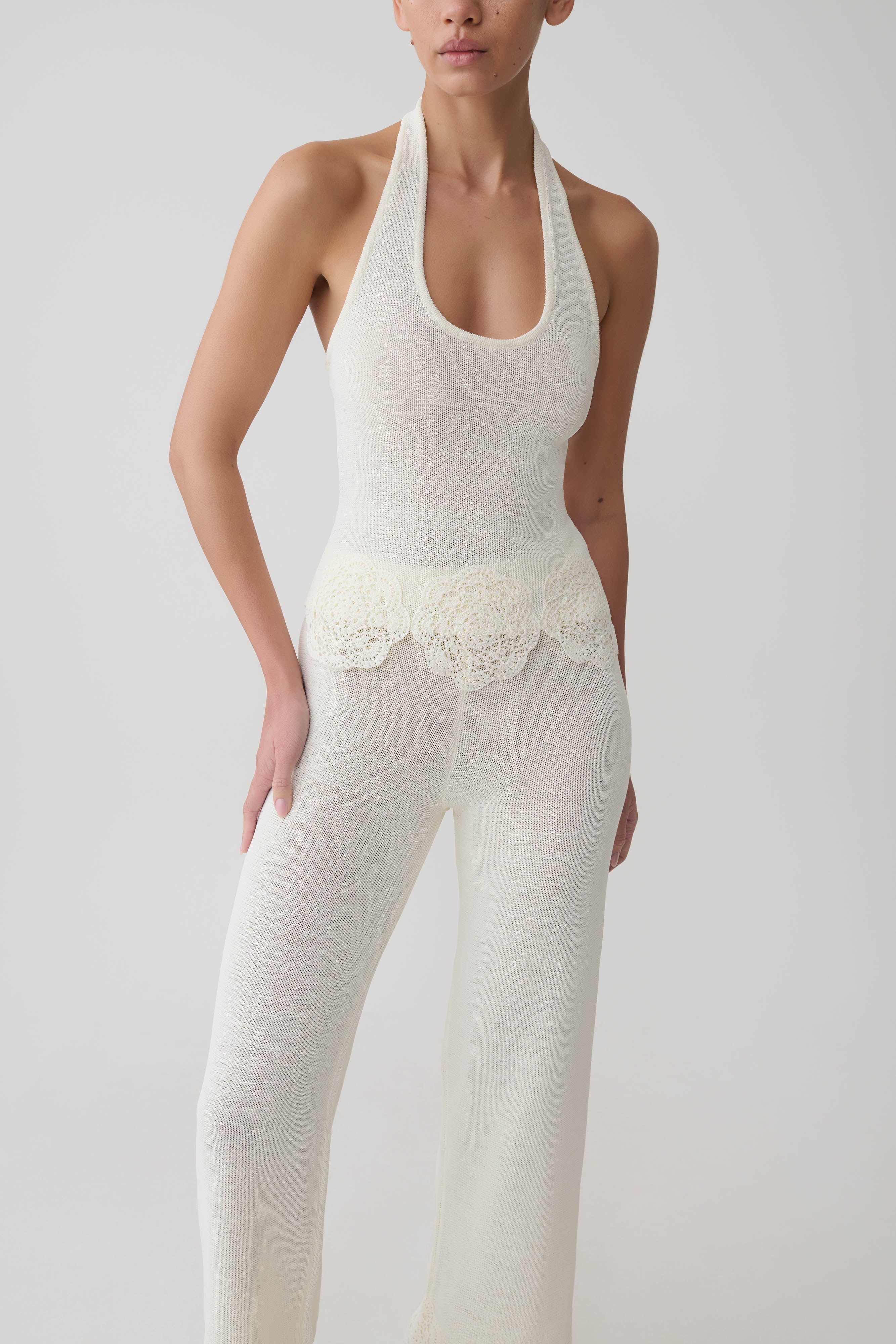 Salley Crochet Halter Longline Top in Ivory – Chic&Drifts