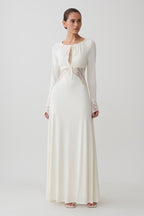 Elethea Lace Slinky Maxi Dress in Ivory – Chic&Drifts