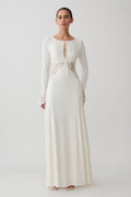 Elethea Lace Slinky Maxi Dress in Ivory – Chic&Drifts