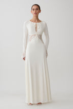 Elethea Lace Slinky Maxi Dress in Ivory – Chic&Drifts