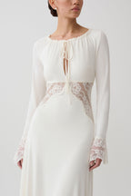 Elethea Lace Slinky Maxi Dress in Ivory – Chic&Drifts